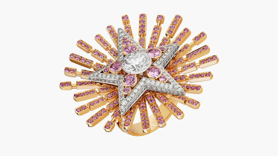 Chanel High Jewellery, кольцо Comete Aubazine, розовое и белое золото, сапфиры, бриллианты