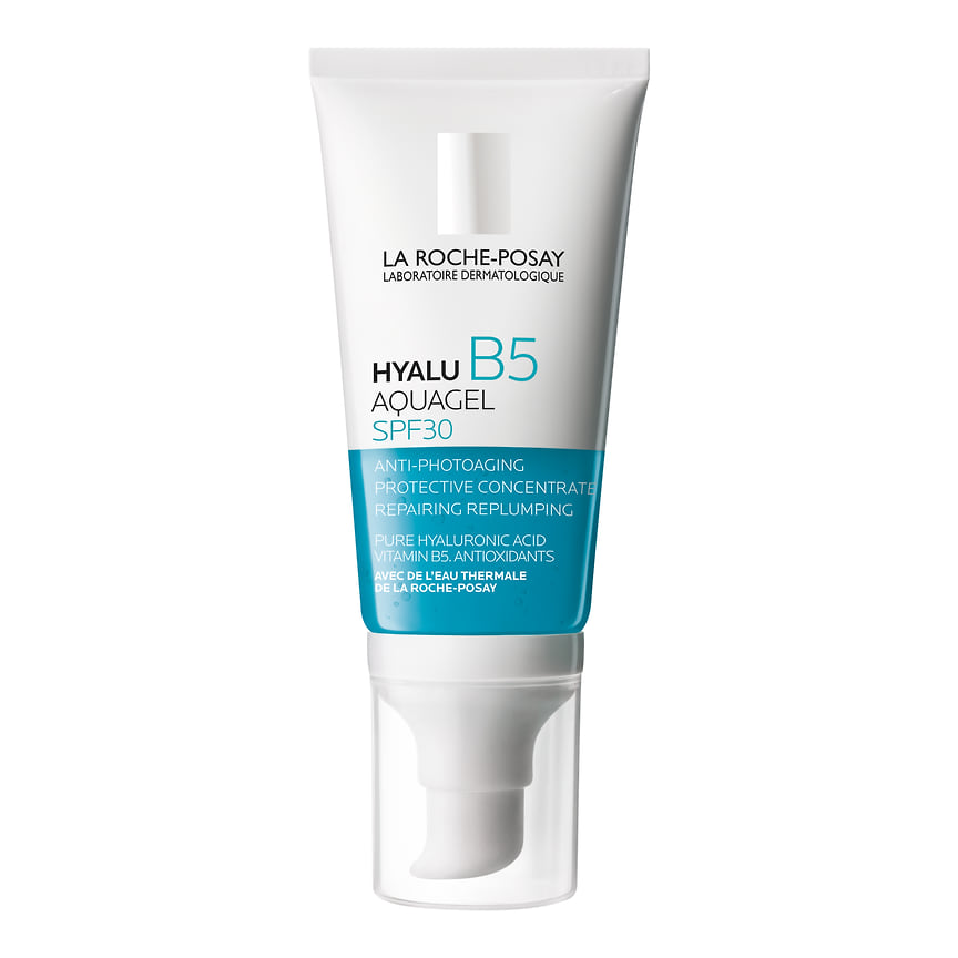 La Roche-Posay, концентрированный гель для увлажнения и тонуса кожи Hyalu B5 Aquagel Spf30. В составе: чистая гиалуроновая кислота и витамины. Охлаждает кожу на 3.6 С сразу после нанесения, подходит в качестве базы под макияж.