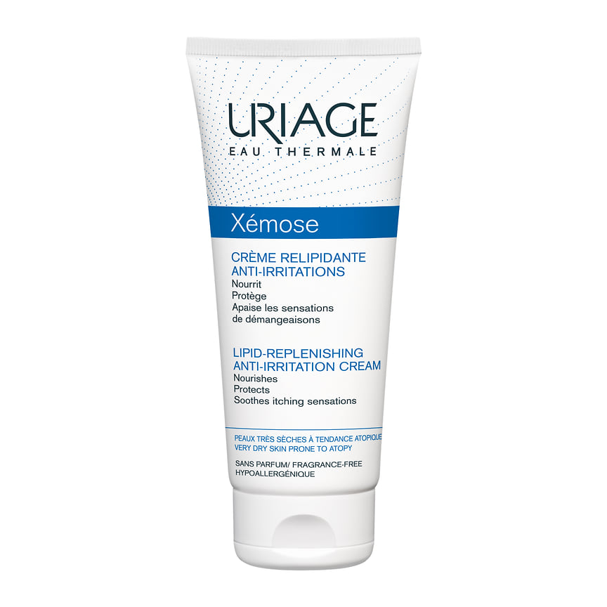 Uriage, липидо-восстанавливающий бальзам для раздраженной сухой кожи Xemose. Состав: термальная вода, масла и иллипа.