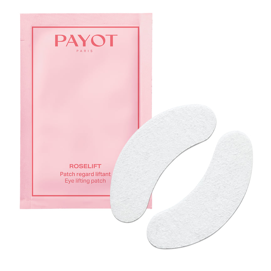 Payot, патчи с эффектом лифтинга Roselift Collagene Patch для стимуляции синтеза коллагена, тонуса кожи вокруг глаз, снятия отечности и уменьшения темных кругов. Состав: экстракты розы и шелкового дерева, проколлаген, гидрогель.