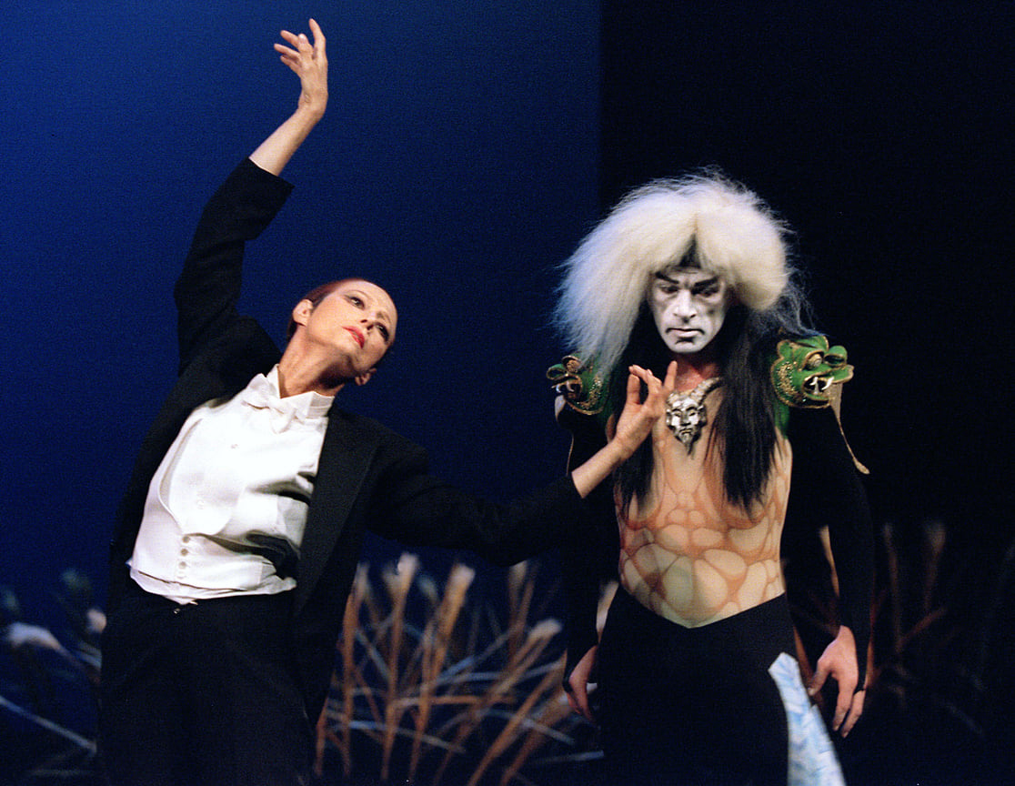 Майя Плисецкая и Патрик Дюпон во время репетиции балета Мориса Бежара «Куродзука», 1999 год.