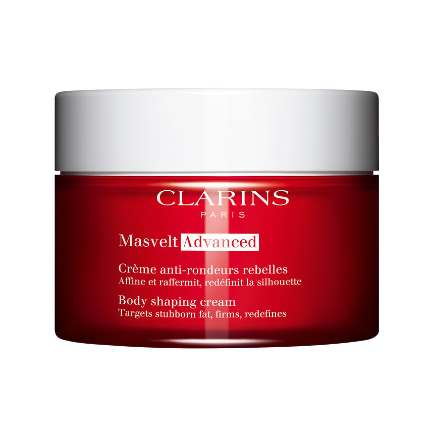 Clarins, моделирующий крем для тела Masvelt Advanced: сокращает жировые отложения, подтягивает кожу в районе бедер, рук и живота, питает и увлажняет. В составе: экстракты растений.