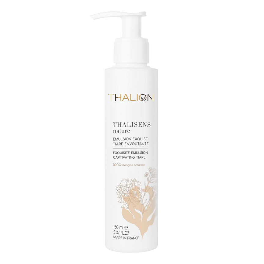 Thalion, эмульсия для тела «Чарующий Тиаре» линии Thalisens nature — увлажняет, восстанавливает кожу после зимы, придает легкое мерцание. В составе: морская вода, масло бессмертника, красные водоросли, масляный экстракт Тиаре, масло кокоса, кунжута и подсолнечника.