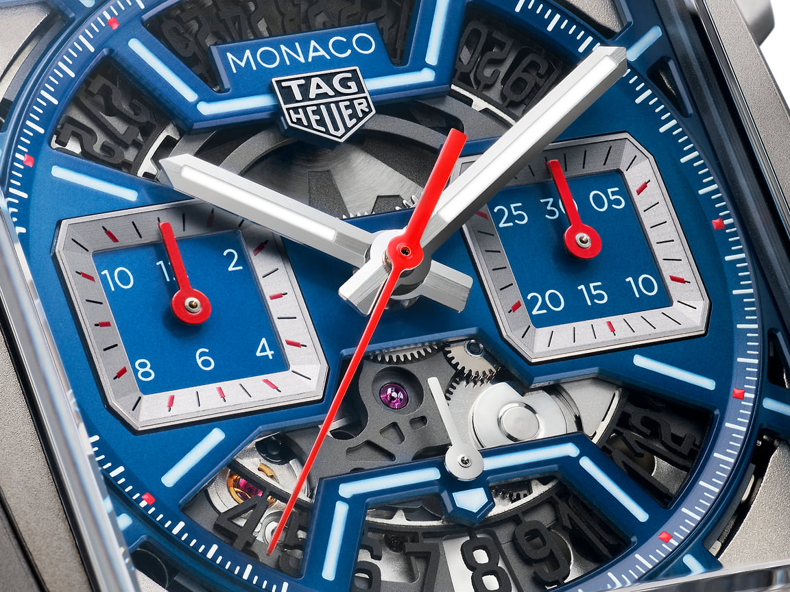 Скелетированный циферблат хронографа TAG Heuer Monaco Chronograph