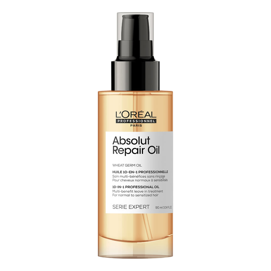L&#39;Oreal Professionnel Paris, многофункциональное масло для восстановления поврежденных волос 10 в 1 Absolut Repair: питает, восстанавливает кортекс волоса, смягчает, облегчает расчесывание. В составе: экстракт зерен золотого киноа и пшеничный протеин