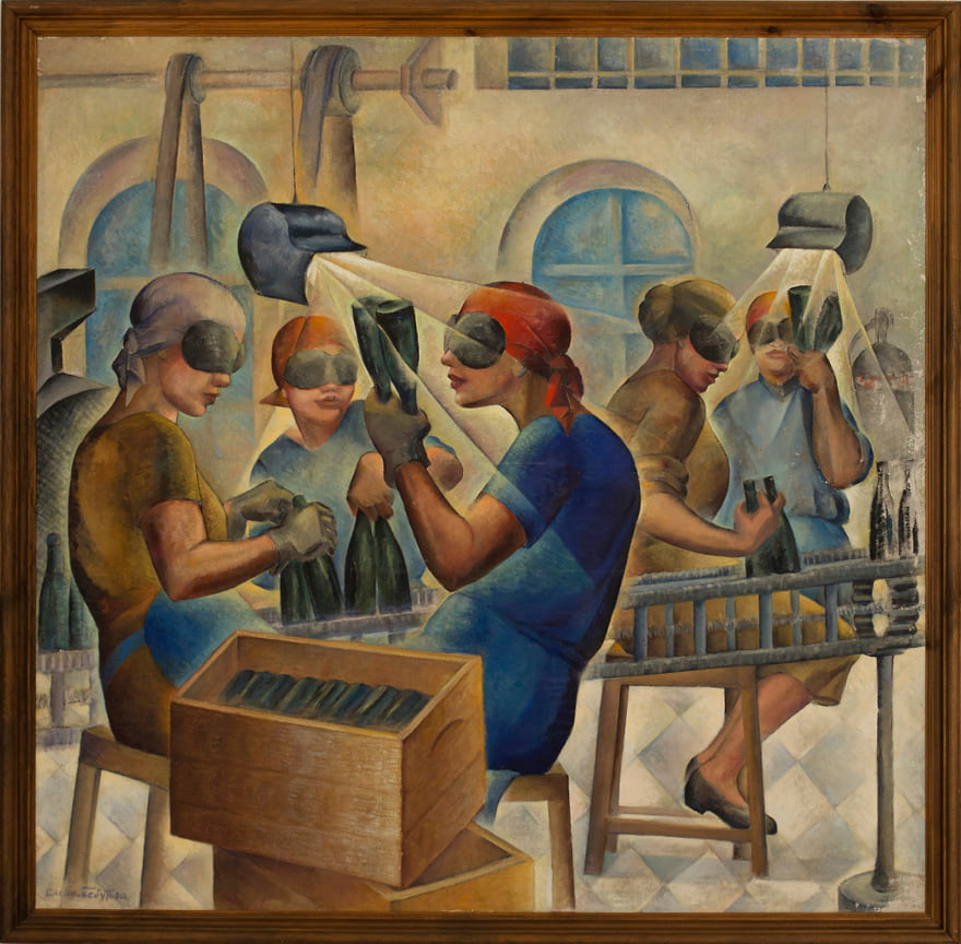 Елена Бебутова. Браковщицы. Розлив нарзана. 1932 г. Ульяновский областной художественный музей