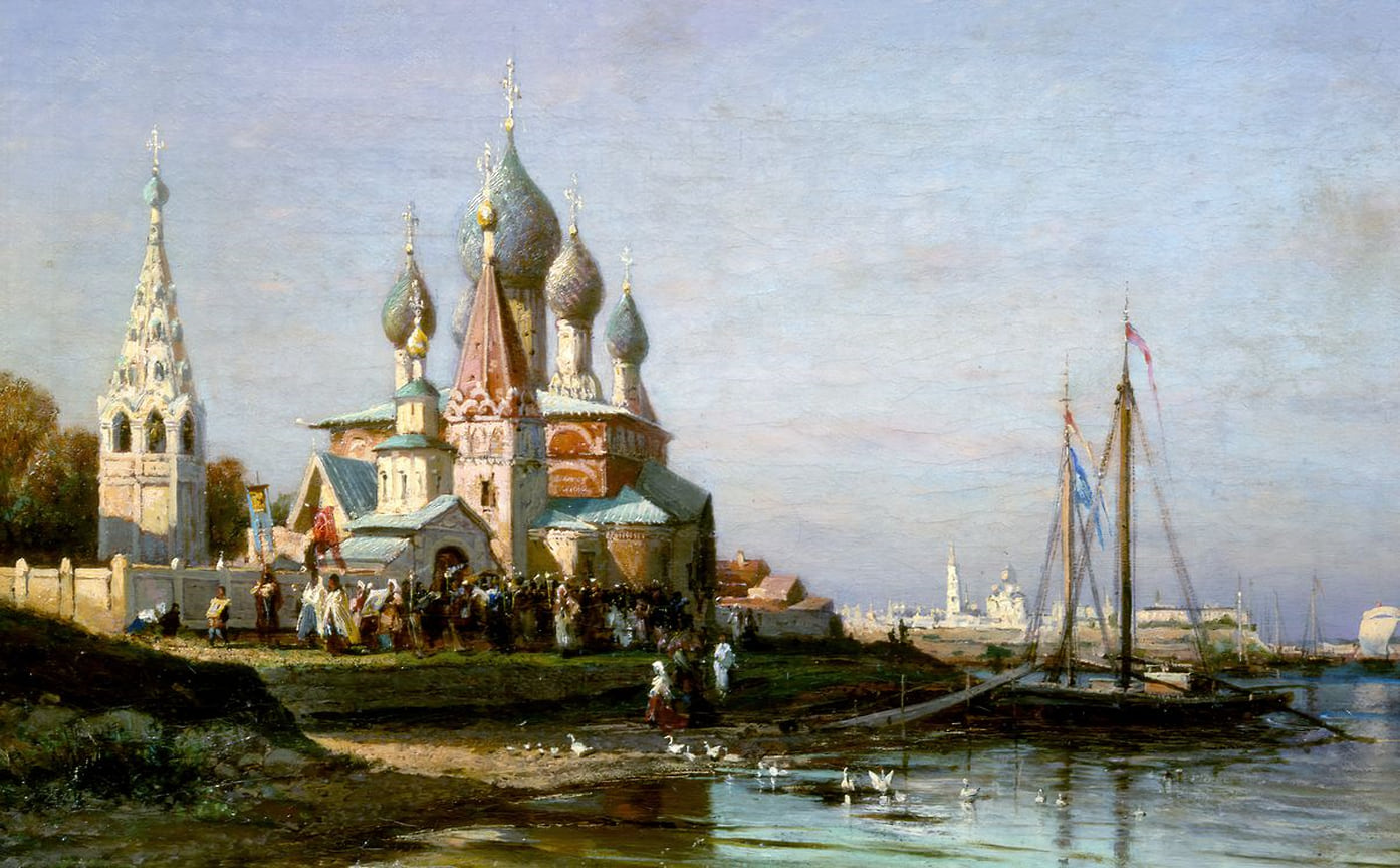 Алексей Боголюбов. Крестный ход в Ярославле. 1863. СГХМ им. А.Н. Радищева