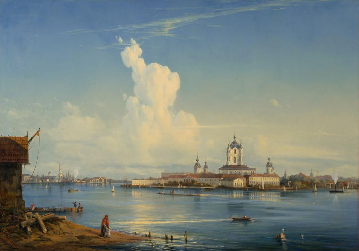 Алексей Боголюбов. Вид на Смольный монастырь с Большой Охты. 1851(?). ГТГ