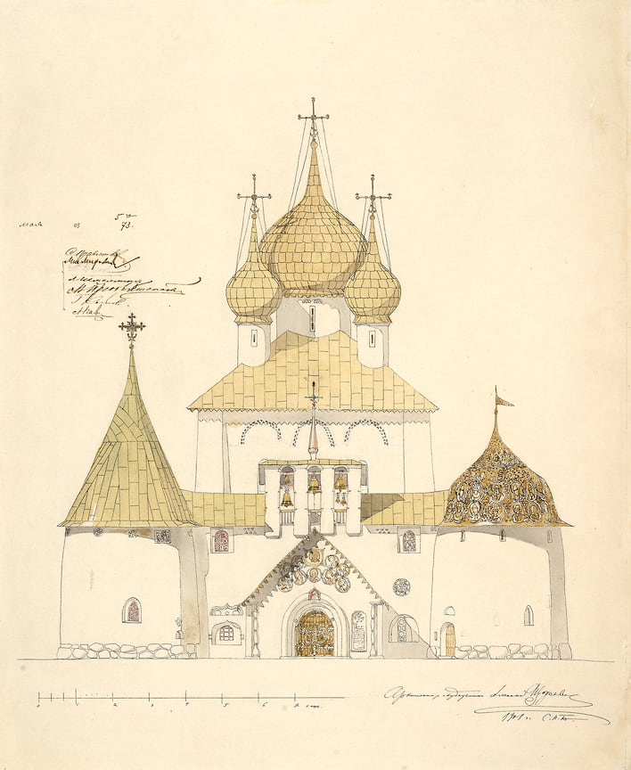 Алексей Щусев, Церковь Святого Сергия Радонежского на Куликовом поле, западный фасад, второй вариант. 1904 