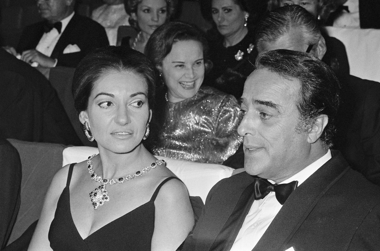Мария Каллас на премьере спектакля «Ватерлоо» в Paramount Opera в Париже, 1970 
