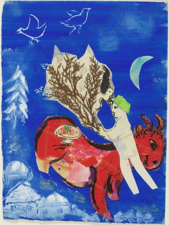 Марк Шагал «Пара на красной козе», 1970