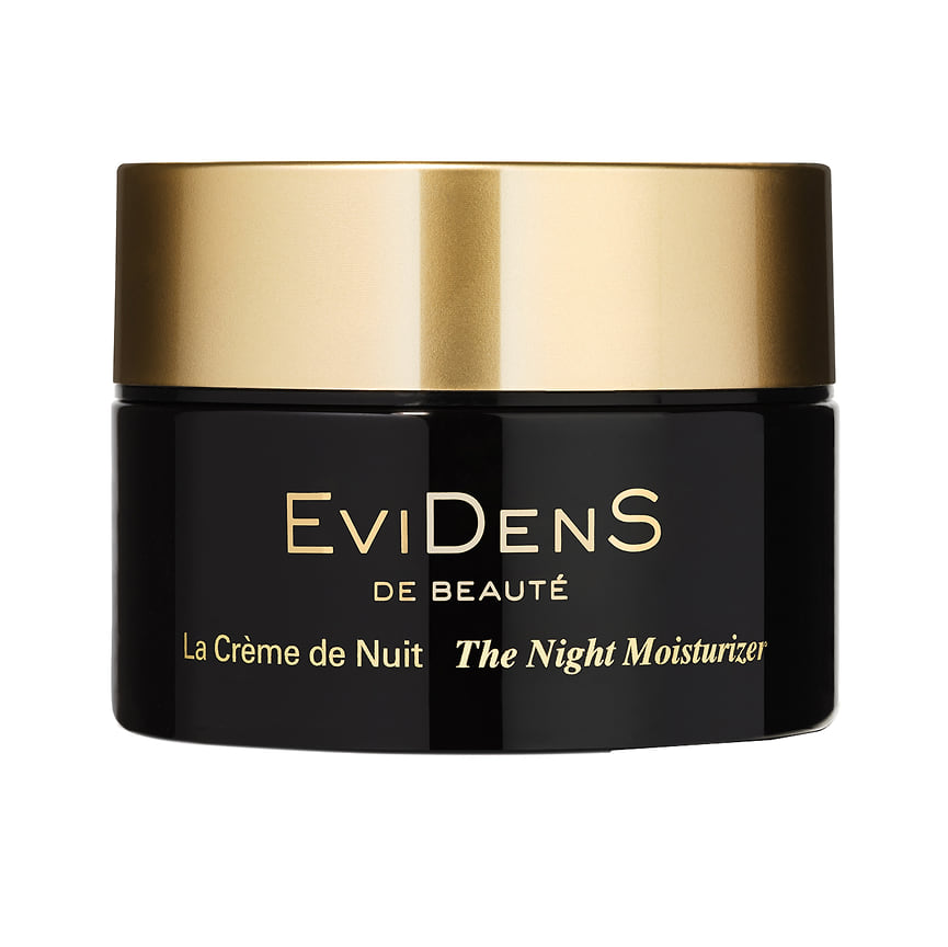 Evidens de Beaute, ночной увлажняющий крем для лица The Night Moisturizer: усиливает регенерацию и восстановление клеток, сокращает морщины, восстанавливает гидролипидный баланс, останавливает развитие купероза. В составе: минеральная вода, сквалан, молочная кислота восстанавливает, экстракт зеленого чая