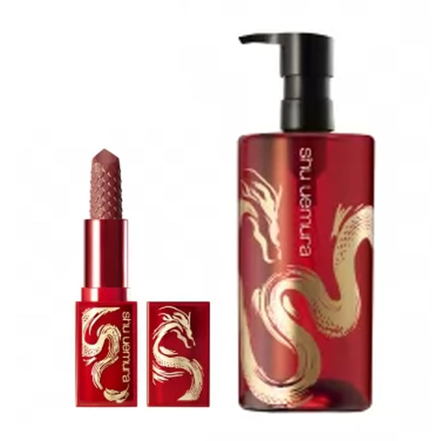 Shu Uemura: коллекция Invincible Reds, вдохновленная годом Дракона: помады с гравировкой в виде чешуи дракона, а упаковки средств украшены золотом
