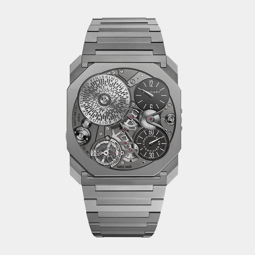 Часы Bvlgari Octo Finissimo Ultra толщиной 1,7 мм, титан, ультратонкий мануфактурный механизм с ручным заводом и сертификатом COSC, лимитированная 20 экземплярами серия