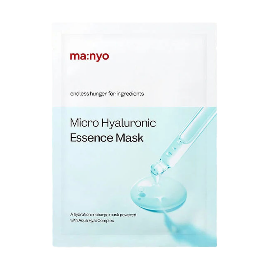 Ma:nyo, тканевая маска с микро гиалуроновой кислотой Micro Hyaluronic Essence Mask: помогает справиться с обезвоживанием кожи, убирает шелушения и покраснения. Материал маски выполнен из бамбука
