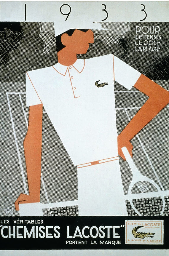 Бренд Lacoste был основан в 1933 году Рене Лакостом и Андре Жилье. Изначально марка называлась La Societe Chemise Lacoste, однако потом название сократили до одного слова