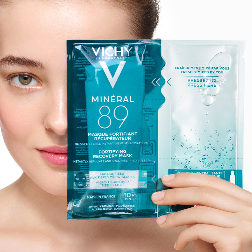Vichy, экспресс-маска на тканевой основе из микроводорослей для увлажнения и укрепления кожи Mineral 89.