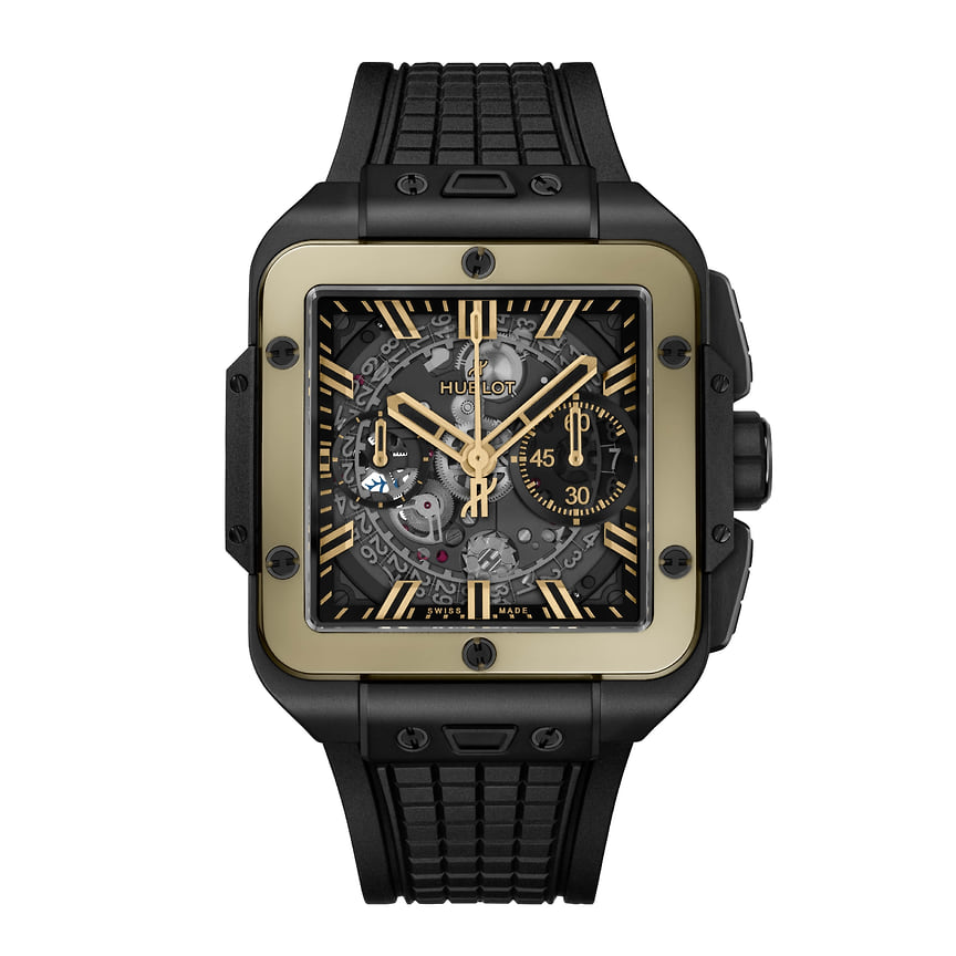 Часы Square Bang Unico Ceramic Magic Gold, керамика, золото Magic, 42 mm, Hublot