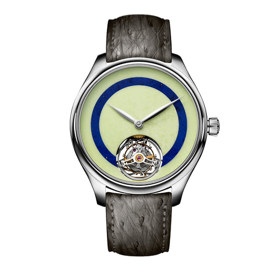 Часы Endeavour Tourbillon Concept Pop, сталь, лимонный хризопраз, лазурит, H. Moser