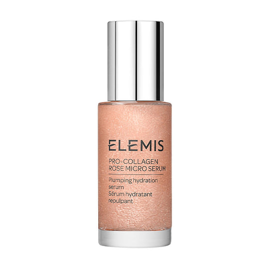 Elemis, микрокапсулированная сыворотка «Роза Про-Коллаген» с технологией «масло в сыворотке»: обеспечивает 72 часа увлажнения, укрепляет кожный барьер. В составе: красные водоросли, антиоксидантный экстракт розы