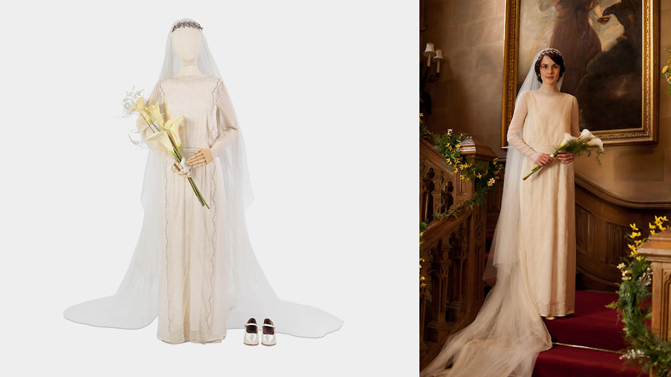 Мишель Докери (в роли леди Мэри): Свадебное платье и аксессуары, надетые на свадьбу леди Мэри Кроули и Мэтью Кроули