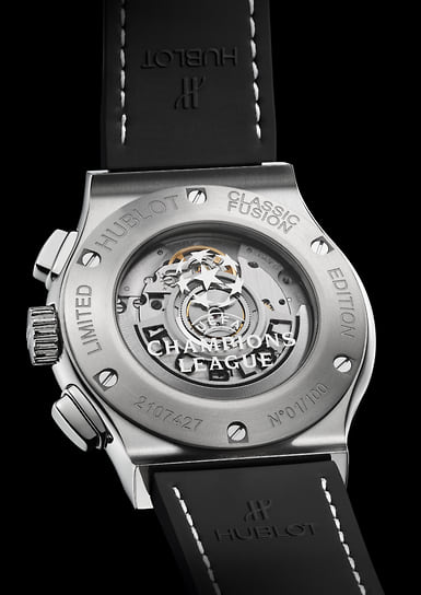Внутренняя сторона часов Hublot Classic Fusion Chronograph UEFA Champions League Titanium