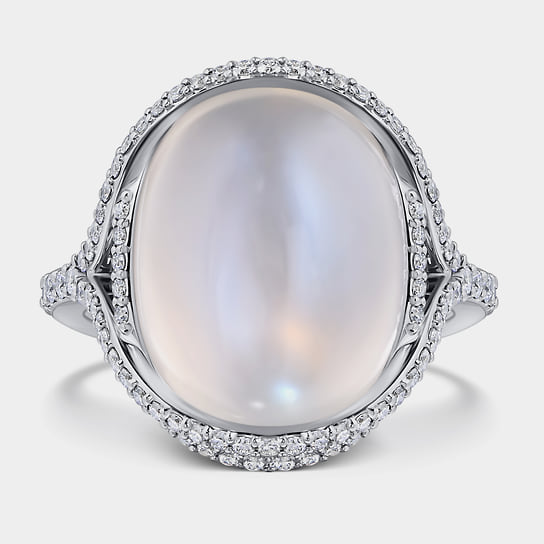 Кольцо, золото, лунный камень, бриллианты, Parure Atelier