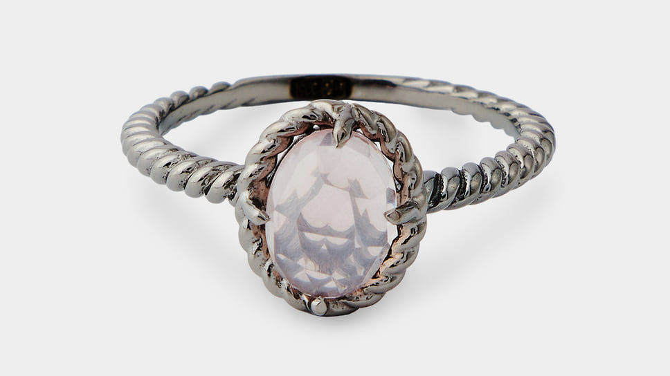 Кольцо, серебро, розовый кварц, Wisteria Gems