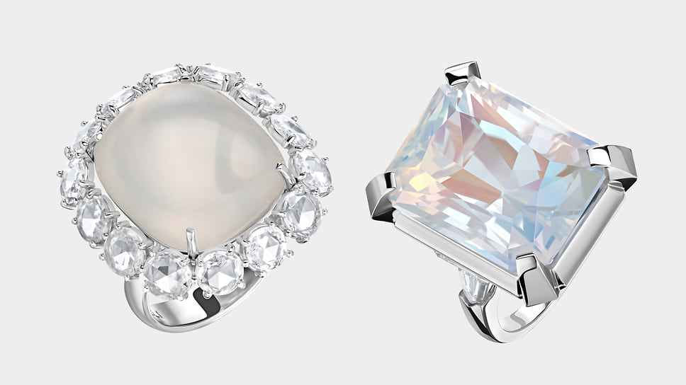 Кольца с кварцем и лунным камнем, Dzhanelli Jewellery
