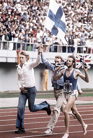 Олимпийский чемпион Лассе Вирен прославил не только флаг родной Финляндии, но и шиповки фирмы Tiger 
