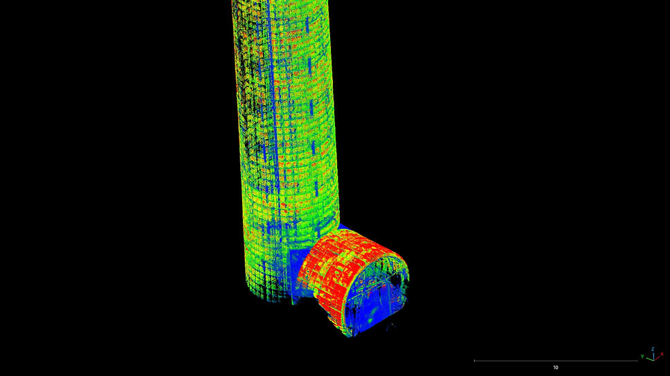 3D-модель вентиляционной шахты, построенная по данным беспилотника