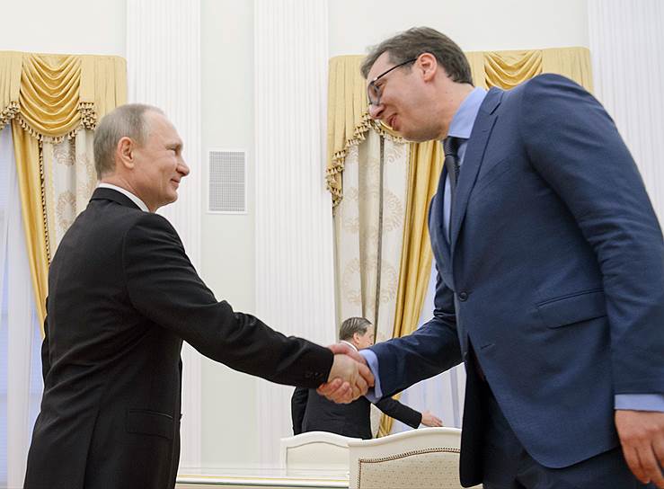 Президент России Владимир Путин и премьер-министр Сербии Александр Вучич