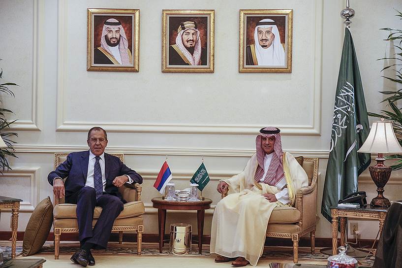 Министры иностранных дел России и Саудовской Аравии Сергей Лавров и Адель Аль-Джубера