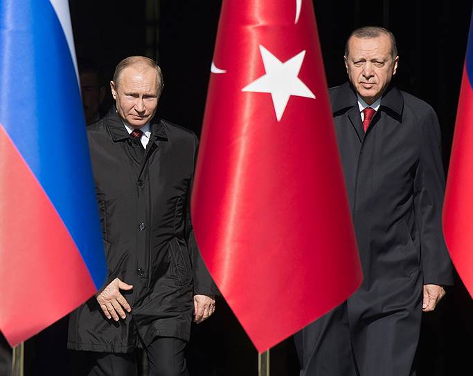Президент России Владимир Путин с президентом Турции Реджепом Тайипом Эрдоганом