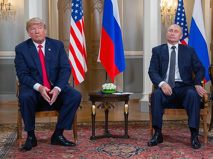 Президенты США и России (Дональд Трамп) и Владимир Путин