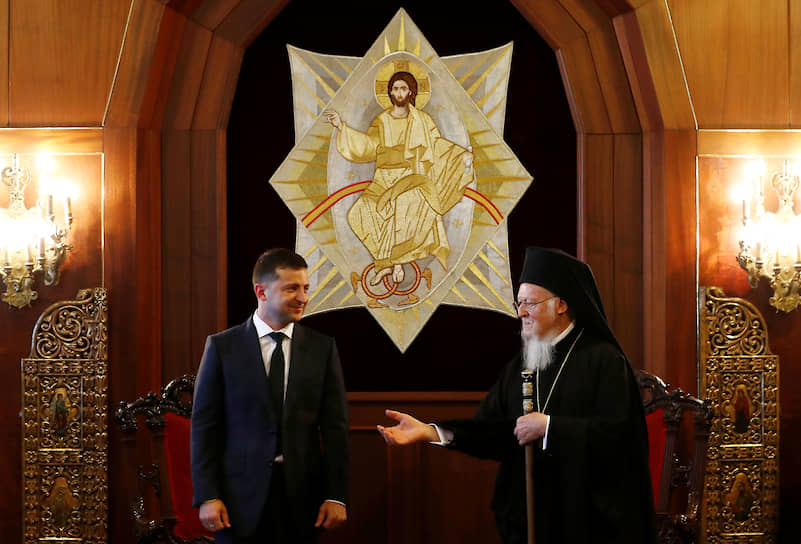 Президент Украины Владимир Зеленский и Вселенский патриарх Варфоломей