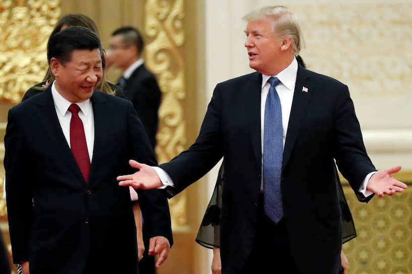 Генеральный секретарь КНР Си Цзиньпин (слева) и президент США Дональд Трамп