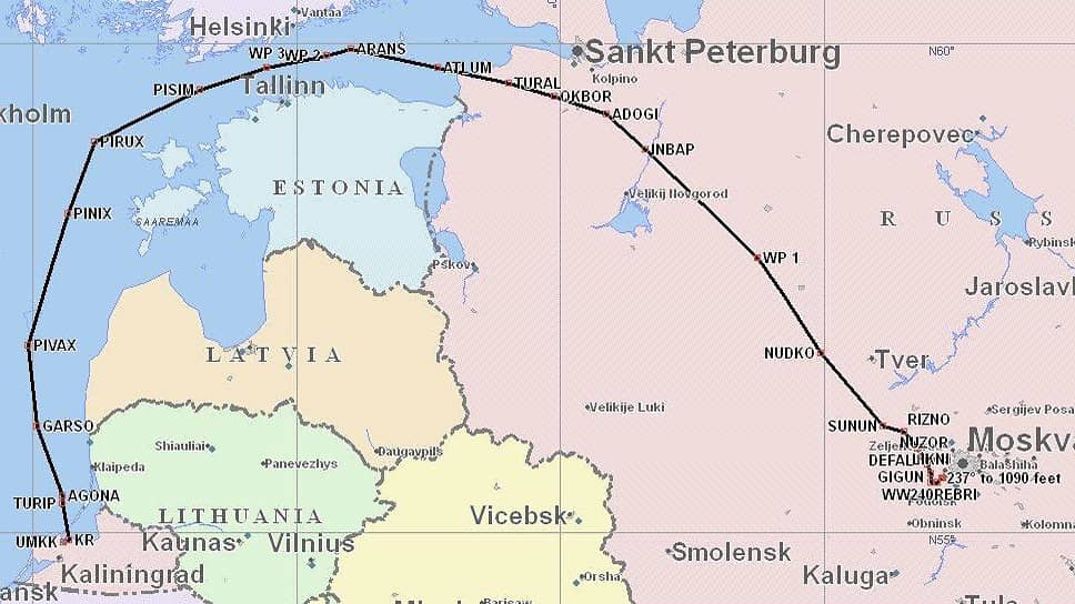 Губернатор Калининградской области Антон Алиханов показал траекторию полета из Калининграда в Москву