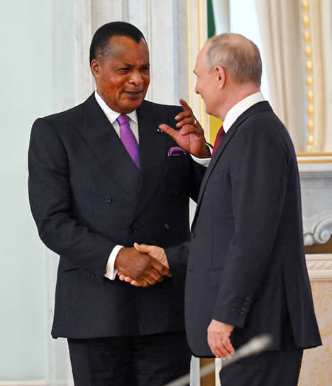 Президент Конго Дени Сассу-Нгессо и президент России Владимир Путин
