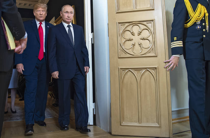 Дональд Трамп и Владимир Путин в 2018 году
