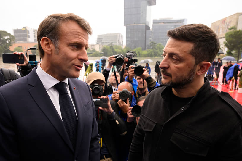 Эмманюэль Макрон и Владимир Зеленский