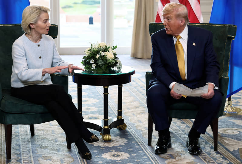 Глава Еврокомиссии Урсула фон дер Ляйен и президент США Дональд Трамп