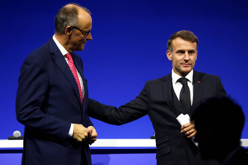 Канцлер ФРГ Фридрих Мерц (слева) и президент Франции Эмманюэль Макрон