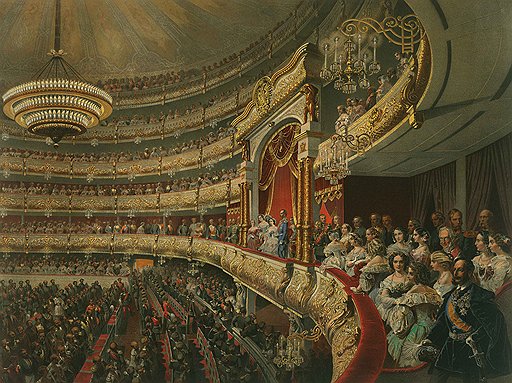 Большой зал Большого театра после реконструкции. 1856 год