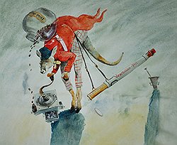 Мультипликатор и художник Валерий Кожин (на фото — его иллюстрации к произведениям Льюиса Кэрролла) — один из участников выставки "В движении"