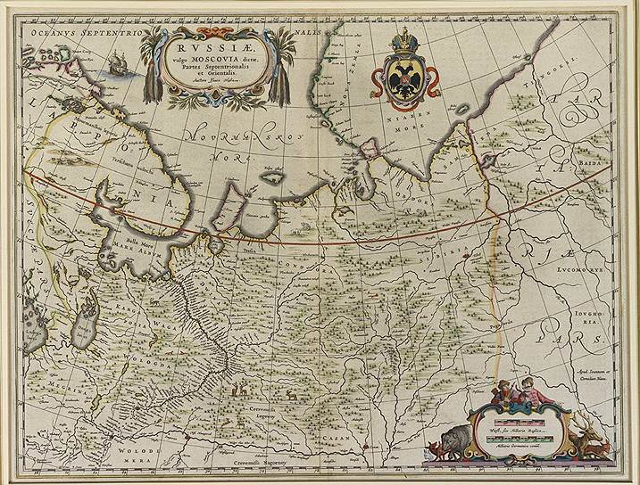 Карта &quot;Россия, обычно именуемая Московией, части северная и восточная&quot;. Голландия, 1650 год 
