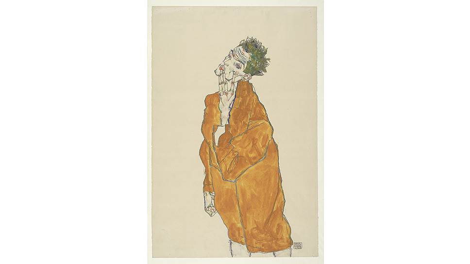 Эгон Шиле. &quot;Автопортрет в оранжевой куртке&quot;. 1913 
