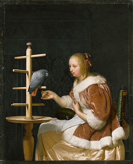 Франс ван Мирис Старший. &quot;Дама с попугаем&quot;. 1663 год 
