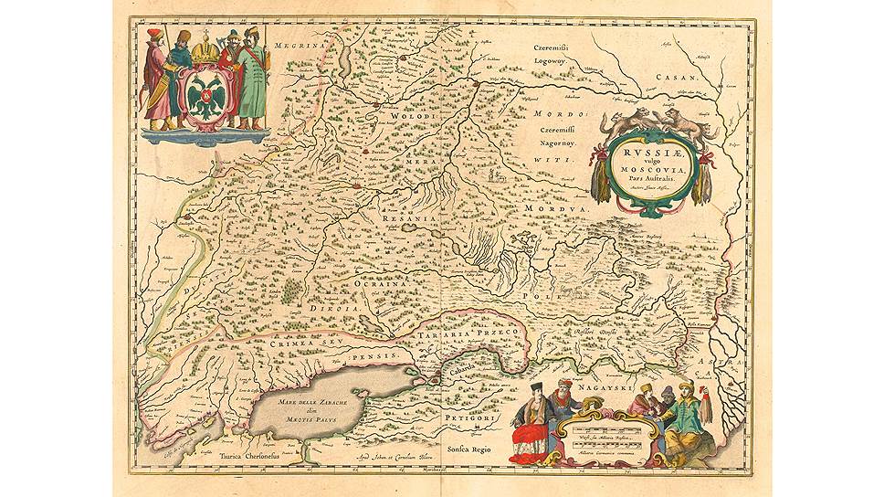 Карта Южной России Исаака Массы (1638 год), на которой отмечен Atamanskoi Gorod (Атаманский город) в устье Дона