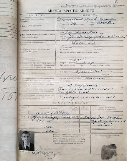 Анкета из дела писателя